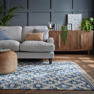 Dunelm Jonah Denim Mix Rug Denim Blue