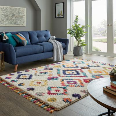 Dunelm Zumra Berber Rug Pink, Blue and Yellow