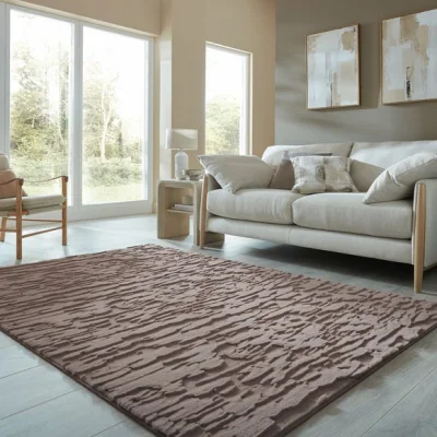 Dunelm Adina Faux Fur Abstract Luxe Rug