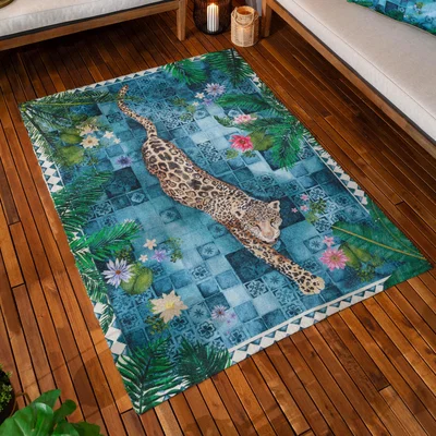 Dunelm Paoletti Majorelle Leopard Indoor Outdoor Rug