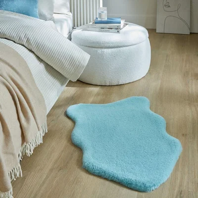 Dunelm Supersoft Single Pelt Faux Fur Rug Supersoft Duck Egg Blue