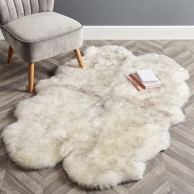 Dunelm Quad Sheepskin Rug Sheepskin Tipped Grey