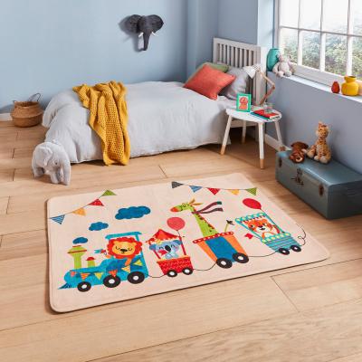 Dunelm Safari Train Rug Green, Blue and Red