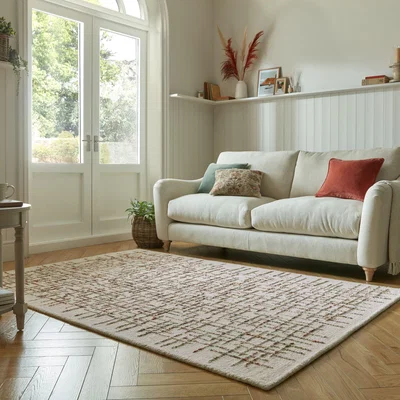 Dunelm Churchgate Walton Wool Rug Brown