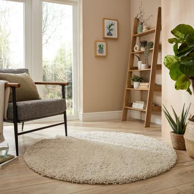 Dunelm Cloud Washable Shaggy Round Rug Sandstone