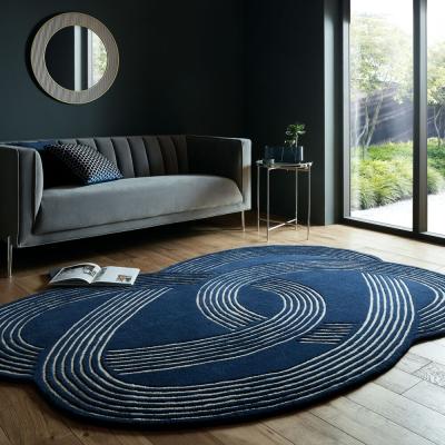 Dunelm Link Loop Wool Oval Rug Navy (Blue)