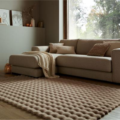 Dunelm Bubble Washable Faux Fur Rug Dark Natural