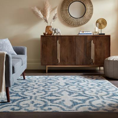 Dunelm Satara Rug Blue/White