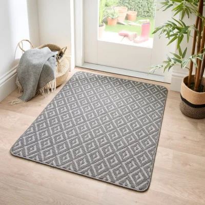 Dunelm Marvel Geo Hard-wearing Washable Utility Mat