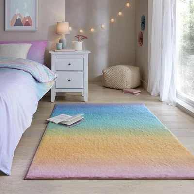 Dunelm Ombre Horizontal Supersoft Faux Fur Rug MultiColoured