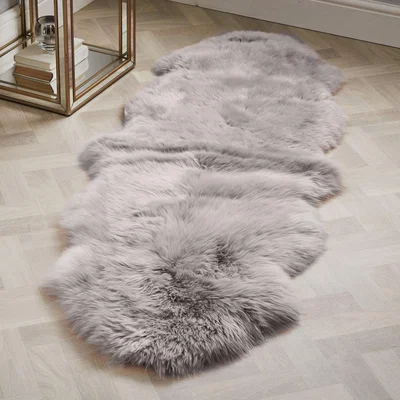 Dunelm Double Pelt Sheepskin Rug Grey