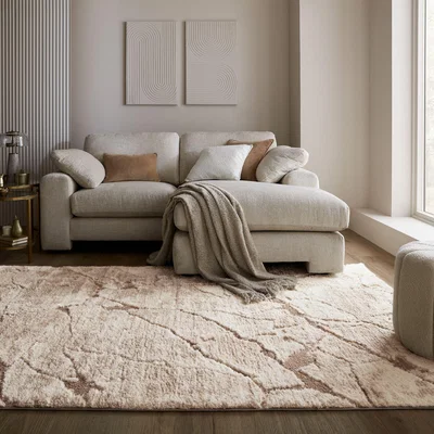 Dunelm Glacier Luxury Marble Shaggy Rug