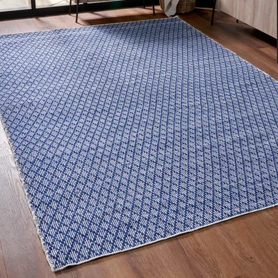 Dunelm Ikat Denim Rectangular Rug Denim Blue
