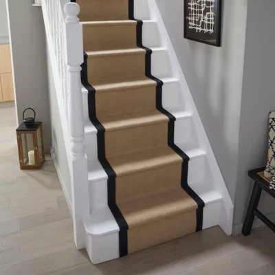 Dunelm Herringbone Jute Border Stair Runner Black/Brown