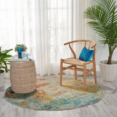 Dunelm Celestial Sealife Round Rug Multi-Coloured