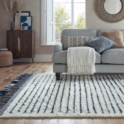 Dunelm Zemer Wool Berber Rug Navy (Blue)