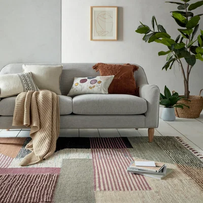 Dunelm Perla Wool Mix Rug Purple and Brown