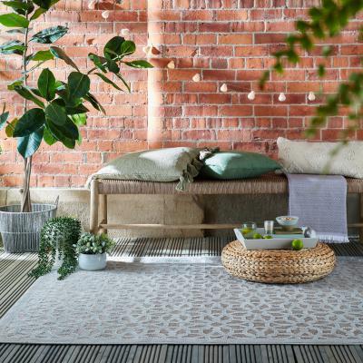 Dunelm Argento Geometric Indoor Outdoor Rug Silver