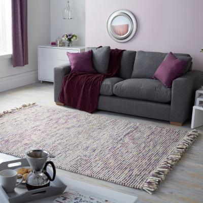 Dunelm Plum Naiya Wool Hand Woven Rug Multi-Coloured/Purple