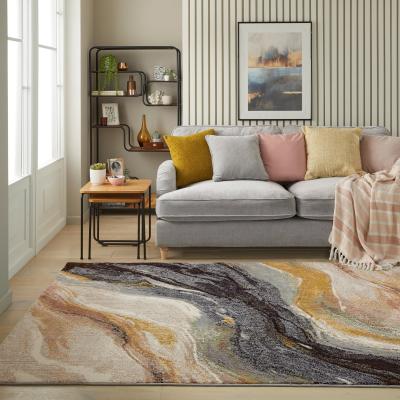 Dunelm Amara Soft Plush Rug MultiColoured