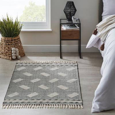 Dunelm Fringe Cotton Rug Grey