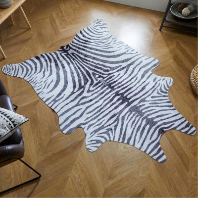 Dunelm Zebra Print Rug Black and White