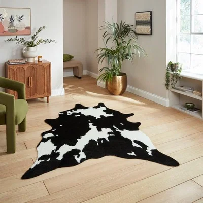 Dunelm Faux Fur Cow Print Rug