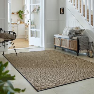 Dunelm Diamond Jute Border Rug Black