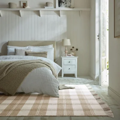 Dunelm Tess Flatweave Check Rug