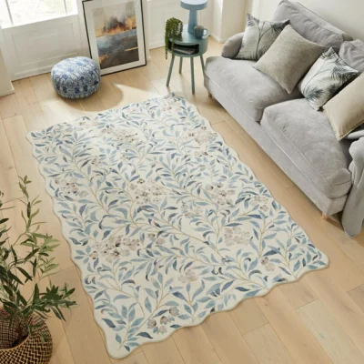 Dunelm Concept Looms Liberty Floral Scalloped Washable Rug