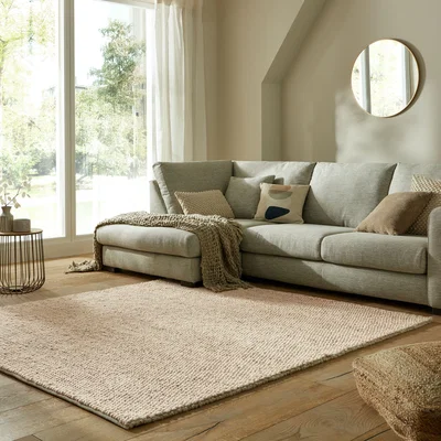Dunelm Pebble Square Rug Pebble Natural