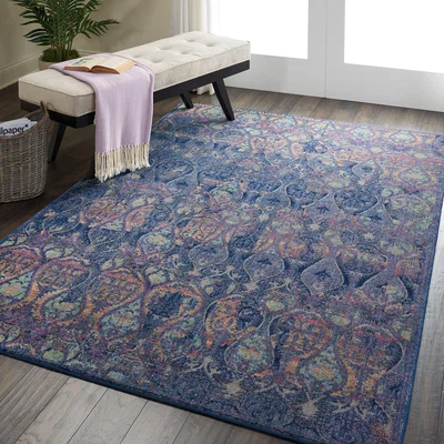 Dunelm Ankara Global 8 Rug Navy
