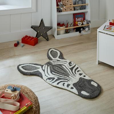 Dunelm Zoe Zebra Face Rug Black/White