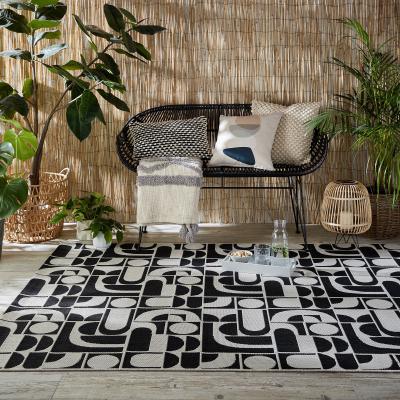 Dunelm Curves Geo Indoor Outdoor Rug Black and white