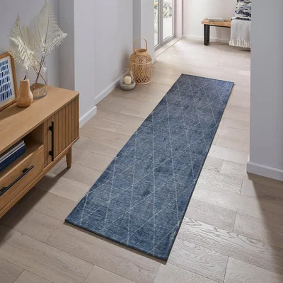 Dunelm Sheer Diamond Runner 5a Sheer Diamond Denim Blue
