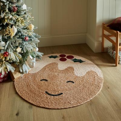 Dunelm Christmas Pudding Jute Round Rug Natural
