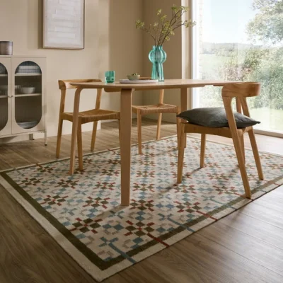 Dunelm Awen Check Wool Blend Rug