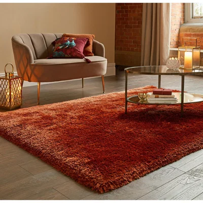 Dunelm Jewel Shaggy Rug Orange