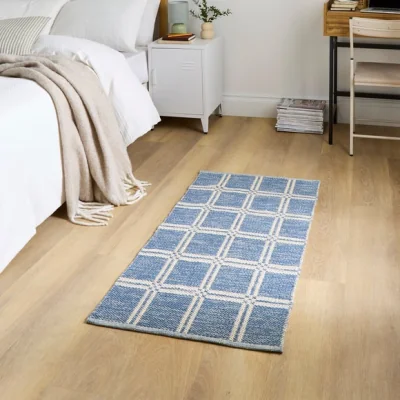 Dunelm Cotton Denim Grid Scatter Rug