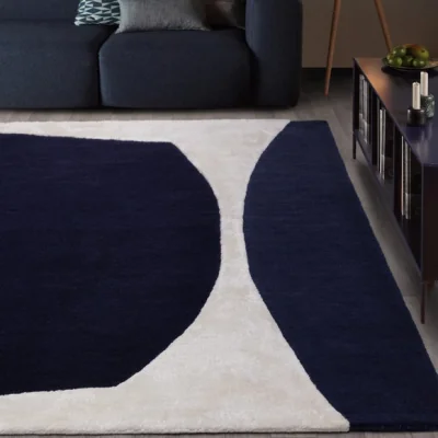 Dunelm Asiatic Matrix Signature Indigo Wool Rug