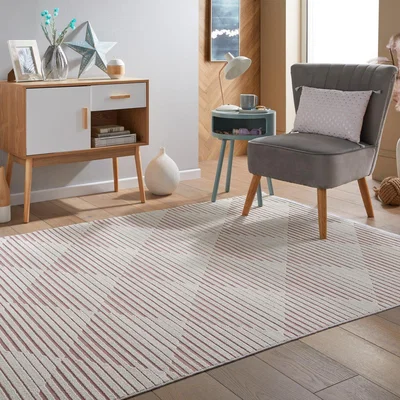 Dunelm Jazz Geometric Indoor Outdoor Rug Jazz Rose