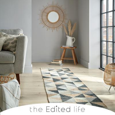 Dunelm Triangle Patterned Runner Grey/Beige