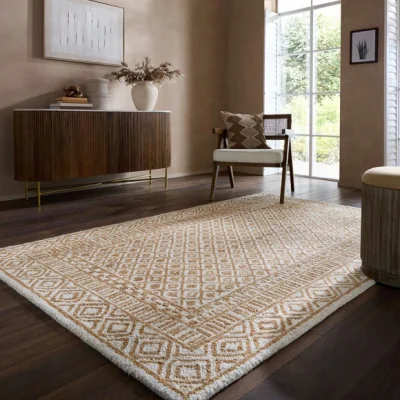 Dunelm Delphi Border Geometric Wool Rug