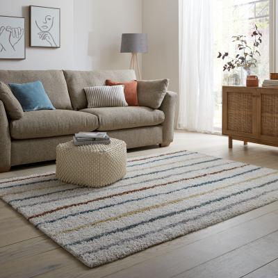 Dunelm Abstract Line Shaggy Rug MultiColoured