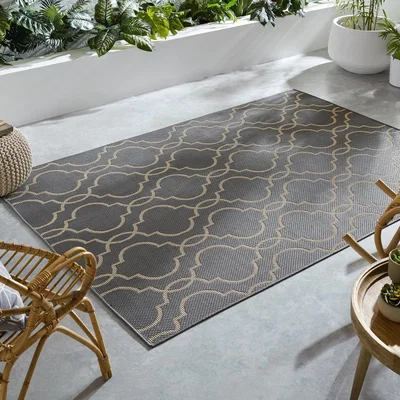 Dunelm Milan Indoor Outdoor Rug Grey and Beige