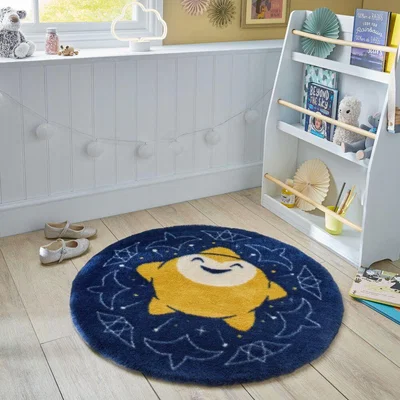 Dunelm Disney Wish Supersoft Faux Fur Round Rug Natural