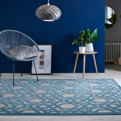 Dunelm Oro Geometric Indoor Outdoor Rug Oro Blue
