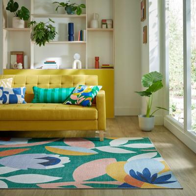 Dunelm Elements Fieldsley Floral Washable Rug MultiColoured