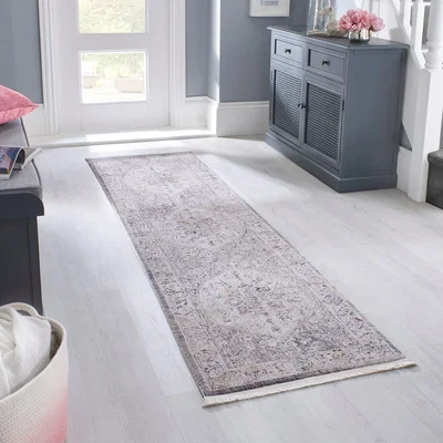 Dunelm Soraya Traditional Runner Silver, Blue and Yellow