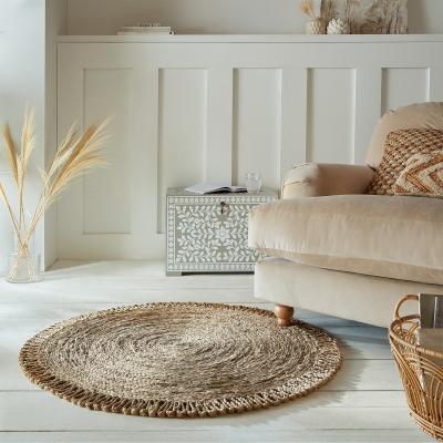 Dunelm Alora Jute Round Rug Cream